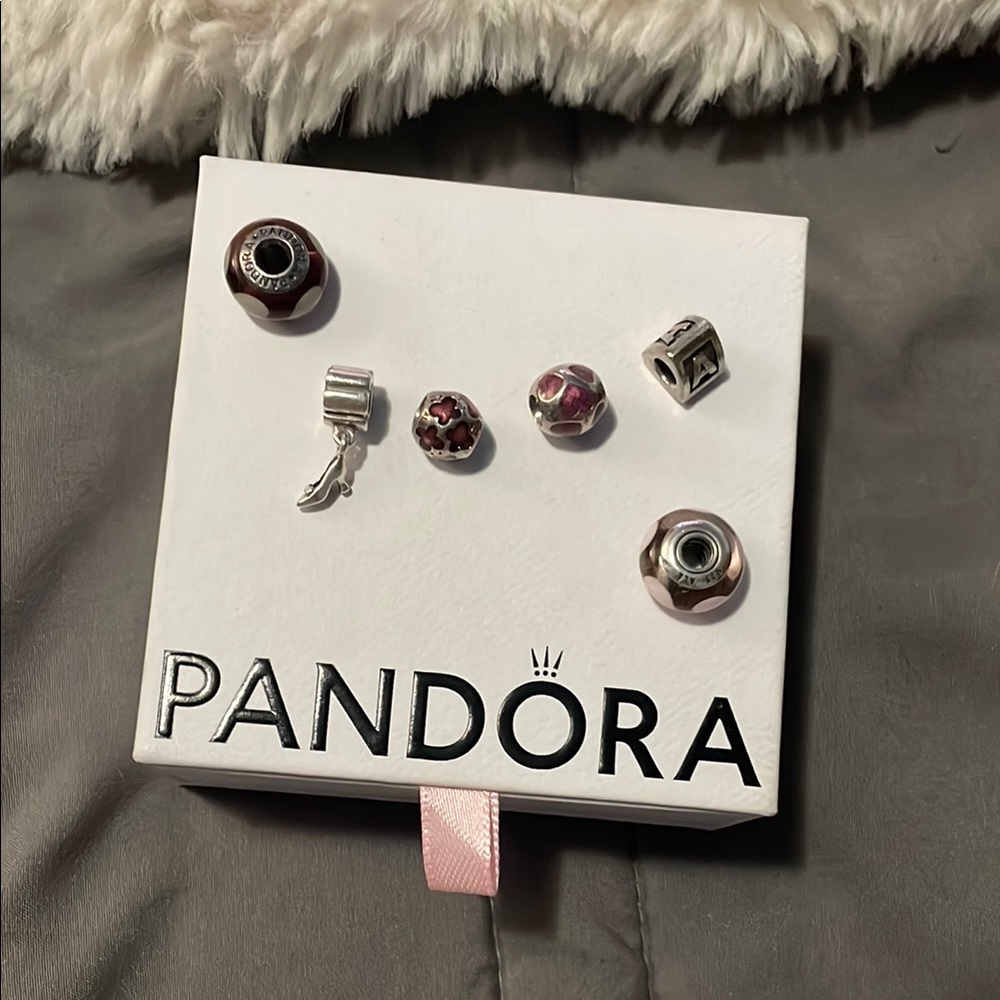 Pandora Charm Set with Red and Silver Accents